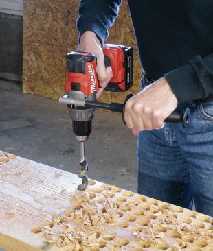 In the runtime test, the tool drilled more than 200 one-inch-diameter holes in 2-by Douglas fir.