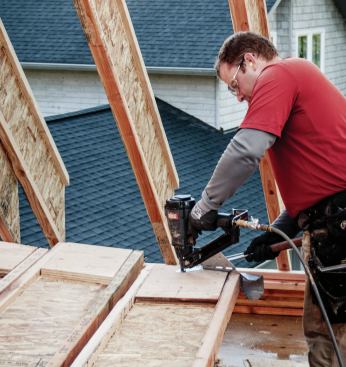 Plywood web stiffeners, ripped to fit between the top and bottom flanges, are always needed at the eaves to provide a flush surface for nailing eaves blocking.