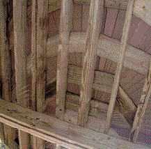 Figure 9. Some decking in the fan shape runs parallel to the joists, and the need for blocking to support it is obvious. Additional blocking allows the decking screws to be installed in concentric circles.