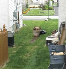 Figure 1. Concealing outdoor items such as garden tools, sporting goods, and AC condensers can be a challenge at many urban homes.