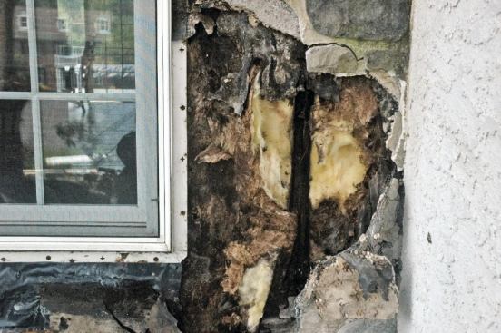The OSB sheathing and studs around the window on this home essentially turned to compost within a few years.