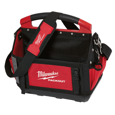 The 15" Packout Tote has an impact resistant molded base that fully integrates with all Packout components. It's made with 1680D ballistic material, metal hardware, and features 31 total pockets. Size 11”L x 15W x 17”H. Weight: 6.15 lbs. Item number 48-22-8315 ($99.99)