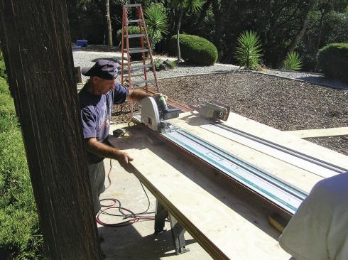 To create the mini shear walls, the author had to accurately rip the sheathing to size, a job that the track saw excels at.