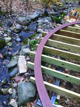 Then he layed his heat-formed borders over the joists to define the curves.