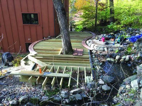 They framed the opening around the tree trunk.
