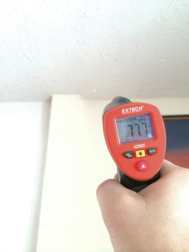 Moisture will condense on any surface in this house that's cooler than the 70°F+ dew point. 