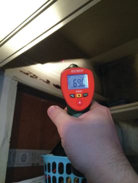 Mold wasn't growing on surfaces warmer than the dew point.
