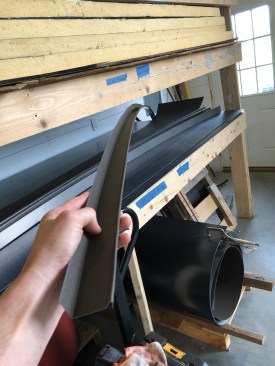 Then metal benders were used to form the 3/8-inch roll hem for the kickout on the bottom leg