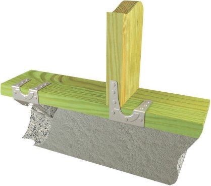 Depending on the load, a face-nailed hold-down that simply connects studs in a sheathed wall to the bottom plate may be sufficient.