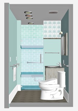 Artist's sketch showing the Universal Design bath project to be used in 2019
