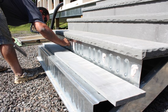 The treads and risers were formed with Paverdeck pans.