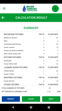 By entering the number of water-consuming fixtures and appliances - or the individual branches and risers - the IAPMO Water Demand Calculator automatically computes the peak water demand flow rate (in gpm) for the plumbing system. This calculation replaces the antiquated method that uses fixture units and Hunter’s curve to estimate peak demand.