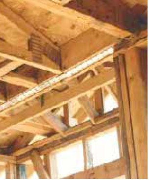 Finally, the straps are nailed to the bottom of the girder truss.