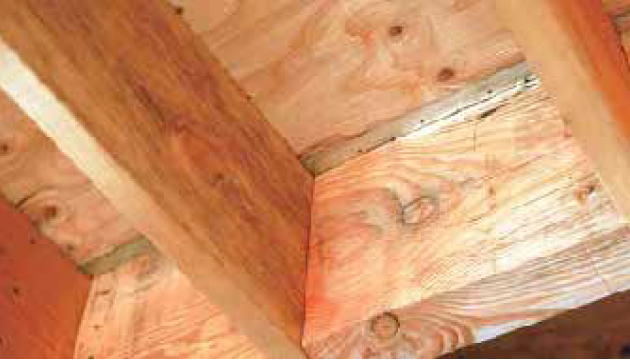 The carpenter routed out the tops of the framing members to avoid a bulge in the carpeted floor.