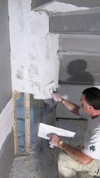 … and plastered.