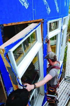 Then he removed the windows and flanges from the openings.