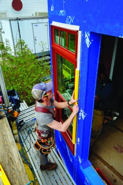 Each unit was checked for plumb with adjustments made as needed.