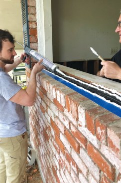 For some windows, gun foam, Tyvek sealant, and vinyl coil stock were used.