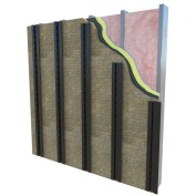 Designed for use over exterior continuous insulation, ProChannel Ci-Vertical steel rails from ClarkDietrich support exterior wall cladding and create a ⅞-inch rainscreen.