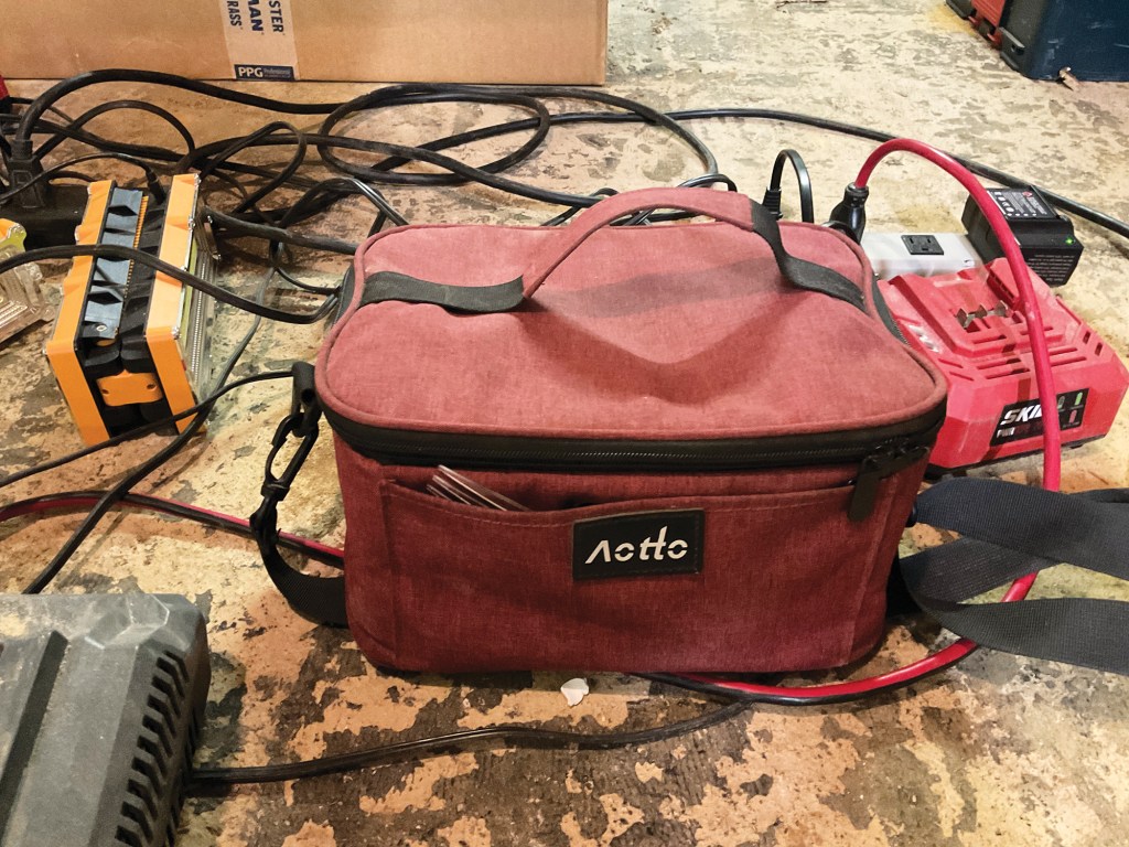 The portable food warmer Mark Clement uses to heat up leftovers for lunch.