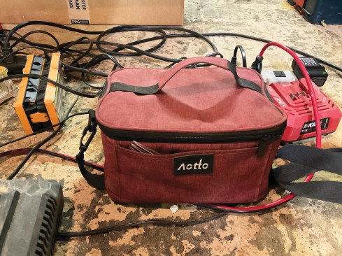 The portable food warmer Mark Clement uses to heat up leftovers for lunch.